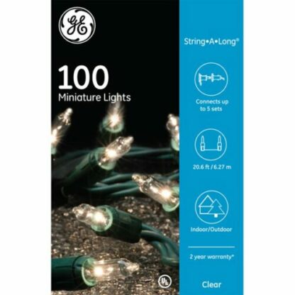 GE 100 Clear Incandescent String Light Green Wire
